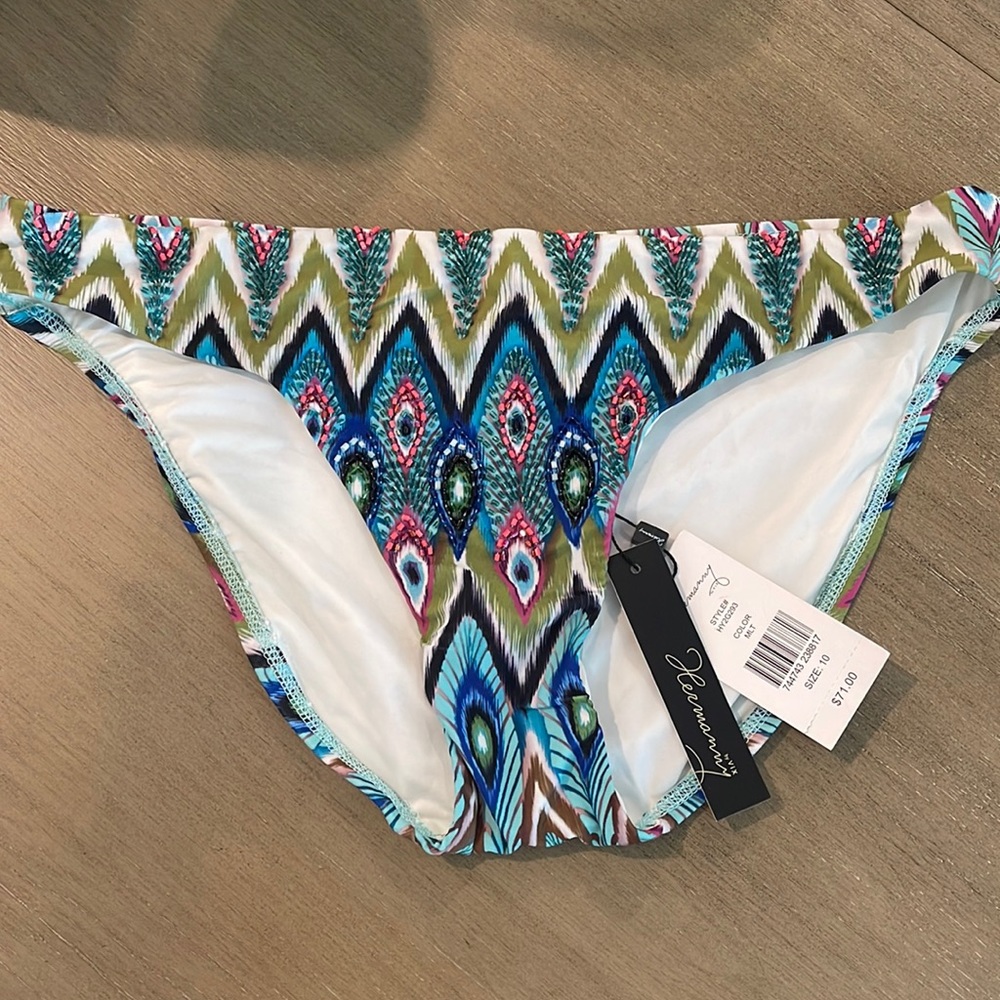 Hermanny by vix beaded swim bottoms. NWT. Size 10